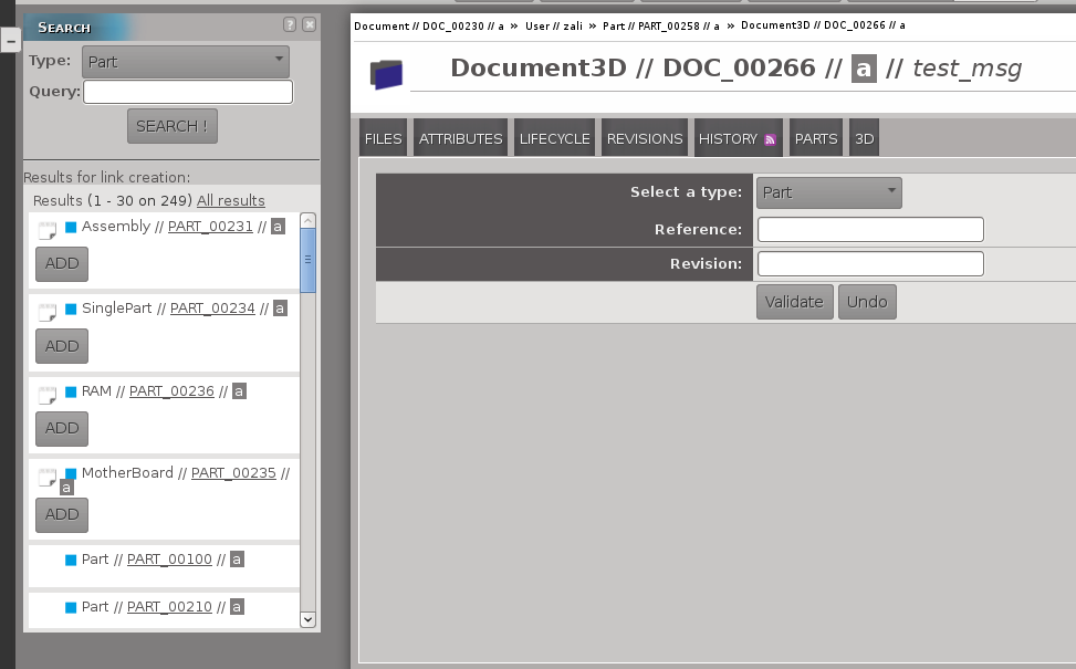 the study view to link a part to the document